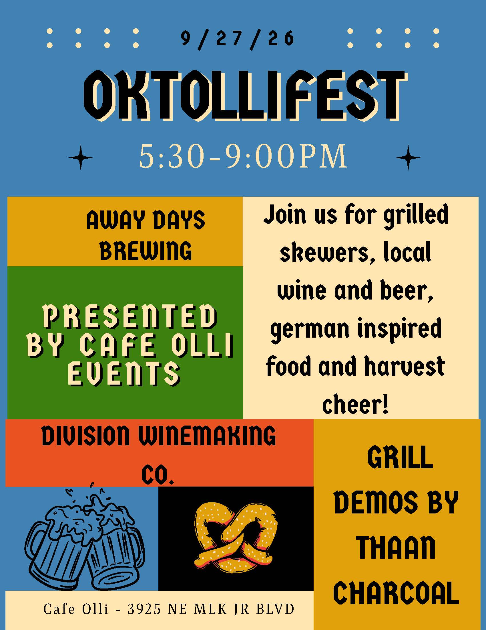 Blue And Yellow Illustrative Creative Drinks Celebration Oktoberfest Beer Festival Flyer